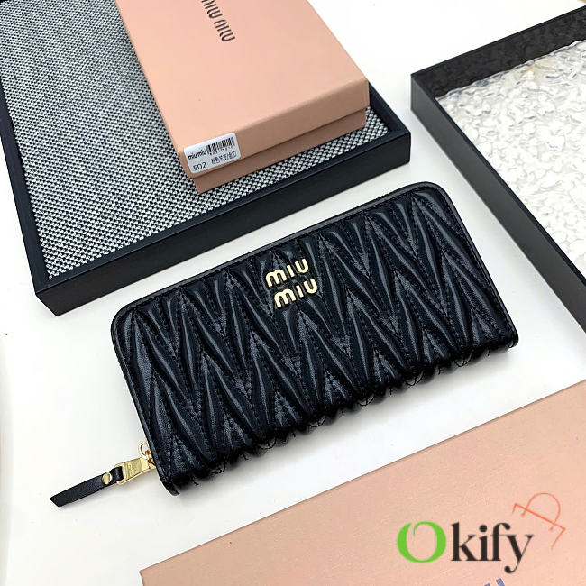 Okify MiuMiu Black Long Wallet 19x10x2.5cm - 1