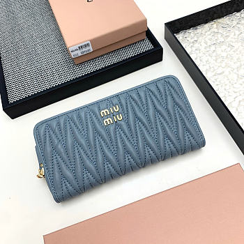 Okify MiuMiu Blue Long Wallet 19x10x2.5cm