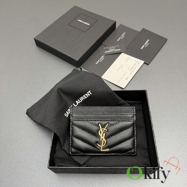 Okify YSL Black Caviar Card Holder 10.5x7.5cm - 1