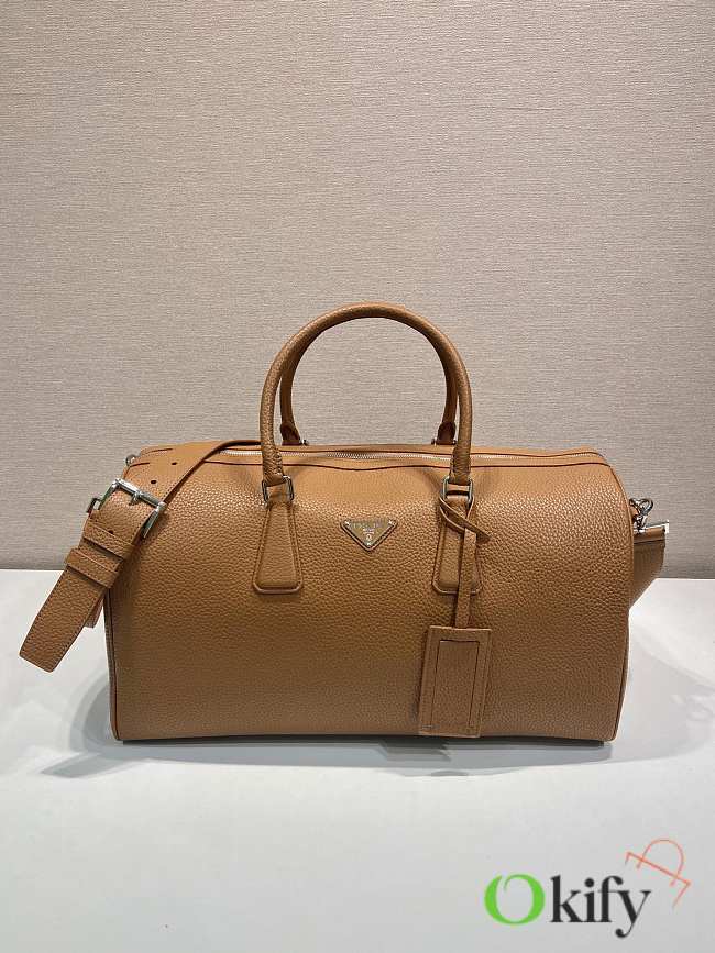 Okify Prada Leather Duffel Bag Brown Cognac 2VC048 50x27.5x23.5cm - 1