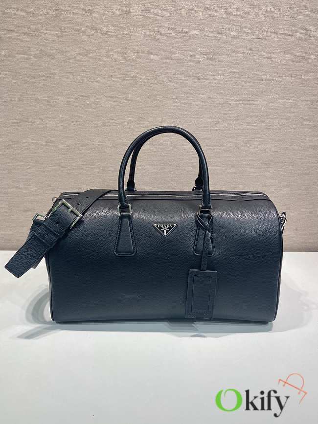 Okify Prada Leather Duffel Bag Black 2VC048 50x27.5x23.5cm - 1