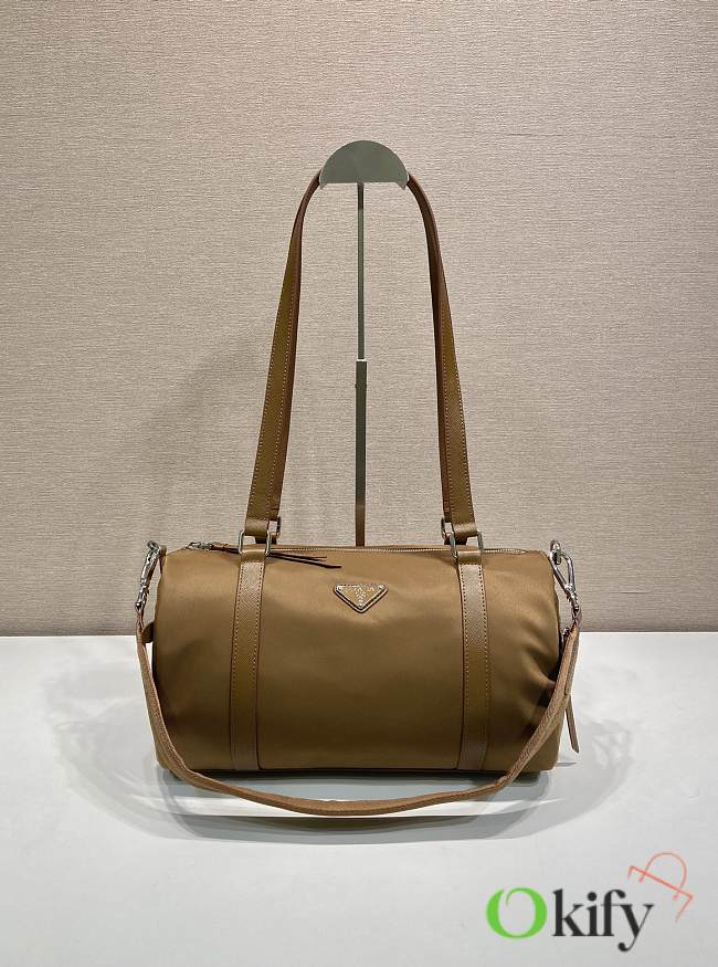 Okify Prada Large Re-Nylon And Saffiano Leather Duffel Bag Brown 1BB154 32.5x17x16.5cm - 1
