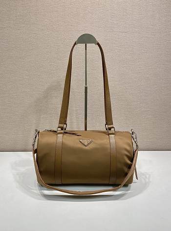 Okify Prada Large Re-Nylon And Saffiano Leather Duffel Bag Brown 1BB154 32.5x17x16.5cm