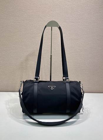 Okify Prada Large Re-Nylon And Saffiano Leather Duffel Bag Black 1BB154 32.5x17x16.5cm
