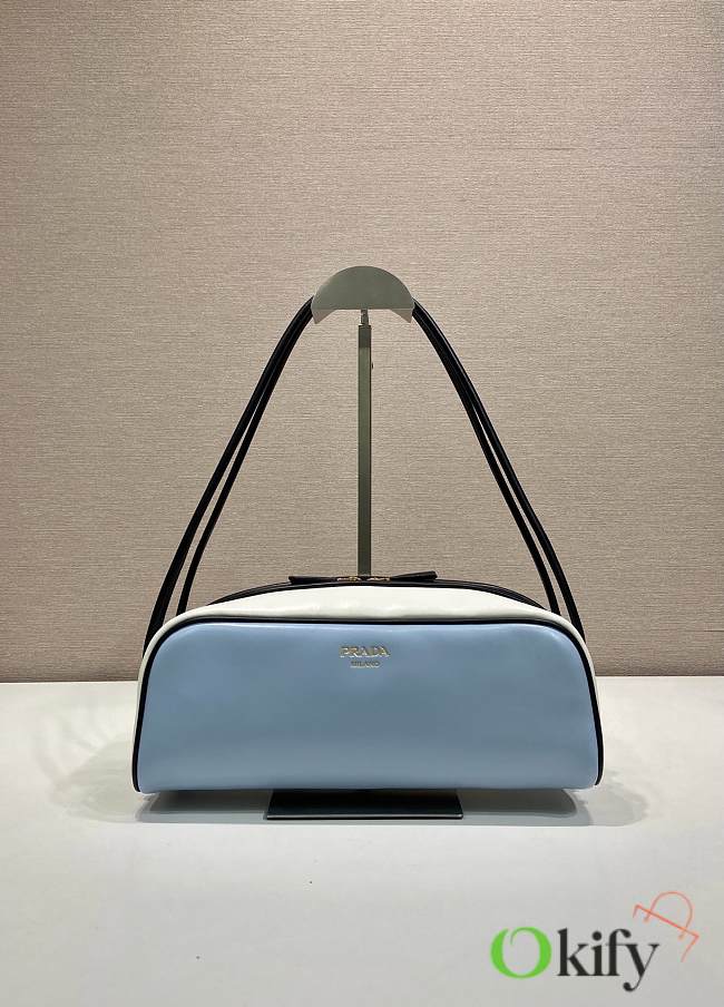 Okify Prada Swing Shoulder Bag Blue And White 1BC249 28x11.5x10cm - 1
