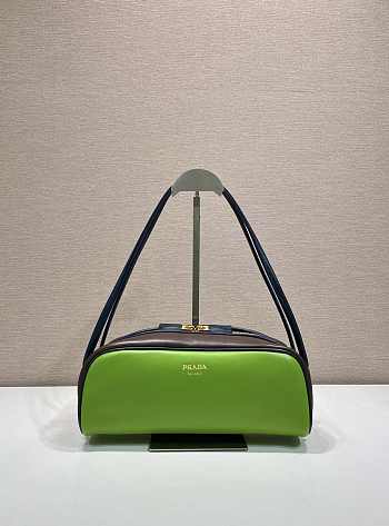Okify Prada Swing Shoulder Bag Brown And Green 1BC249 28x11.5x10cm