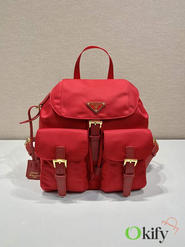 Okify Prada Small Re-Nylon Red Backpack 1BZ677 28x23.5x12cm - 1