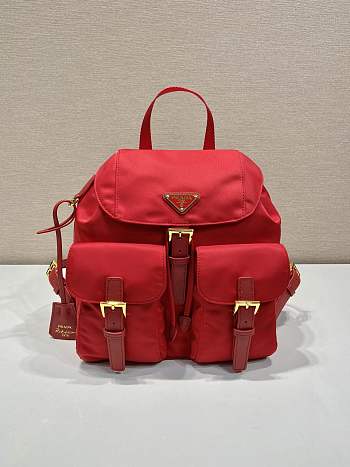 Okify Prada Small Re-Nylon Red Backpack 1BZ677 28x23.5x12cm