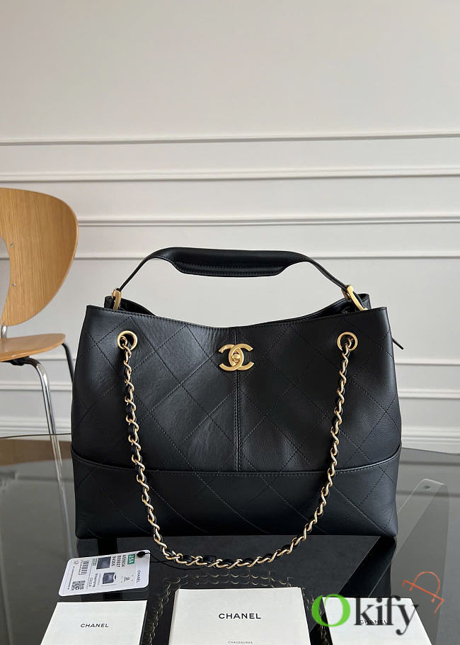 Okify CC 25A Shopping Bag Black Lambskin AS5634 35x24x12cm - 1