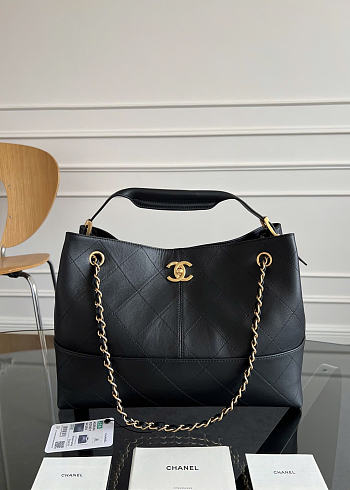 Okify CC 25A Shopping Bag Black Lambskin AS5634 35x24x12cm
