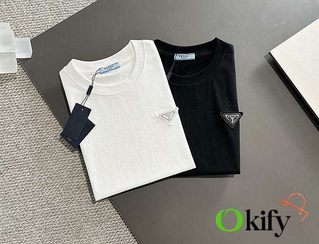 Okify Prada T-shirt White/ Black 14666 (has big size) - 1