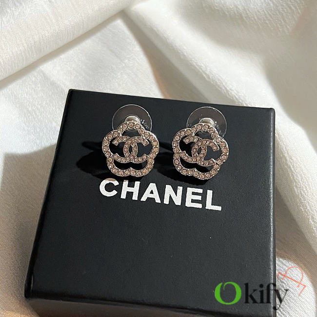 Okify CC Silver Flower Earrings With Diamonds 29336 - 1