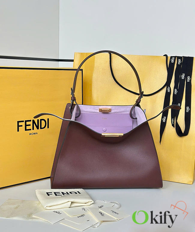 Okify Fendi Way Bag Red Burgundy 36x27x13cm - 1
