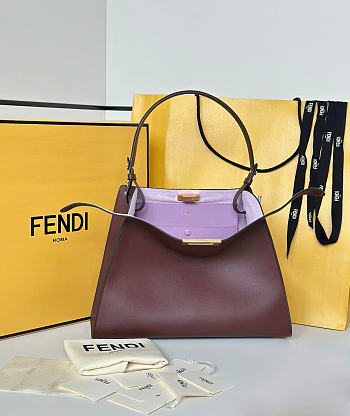 Okify Fendi Way Bag Red Burgundy 36x27x13cm
