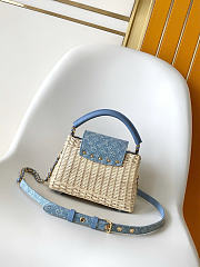 Okify Louis Vuitton Capucines Mini Denim Raffia Bag M29501 21x13.6x8cm - 5