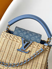 Okify Louis Vuitton Capucines Mini Denim Raffia Bag M29501 21x13.6x8cm - 6