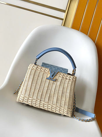 Okify Louis Vuitton Capucines BB Denim Raffia Bag M29501 27x17.3x9cm