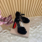 Okify Christian Louboutin Black Velvet High Heel Sandals 12.5cm - 4