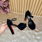 Okify Christian Louboutin Black Velvet High Heel Sandals 12.5cm - 2