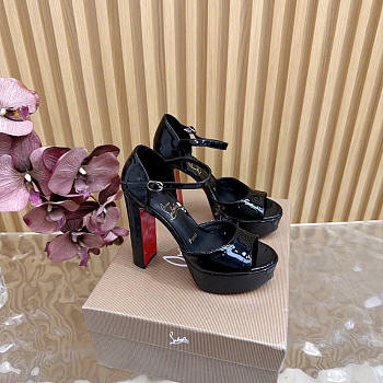 Okify Christian Louboutin Black Patent  High Heel Sandals 12.5cm
