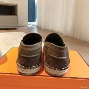 Okify Hermes Dark Brown Suede Espadrilles Shoes Unisex - 4