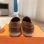 Okify Hermes Brown Suede Espadrilles Shoes Unisex - 4
