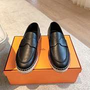 Okify Hermes Black Calfskin Espadrilles Shoes Unisex - 6