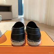 Okify Hermes Black Calfskin Espadrilles Shoes Unisex - 3