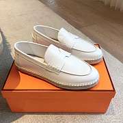 Okify Hermes White Calfskin Espadrilles Shoes Unisex - 1