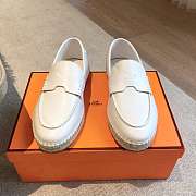 Okify Hermes White Calfskin Espadrilles Shoes Unisex - 4