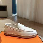 Okify Hermes White Calfskin Espadrilles Shoes Unisex - 3