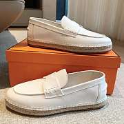 Okify Hermes White Calfskin Espadrilles Shoes Unisex - 2