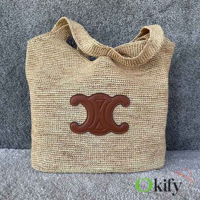 Okify Celine Classic Panier Cabas Raffia Bag 32.5x28x20cm - 1