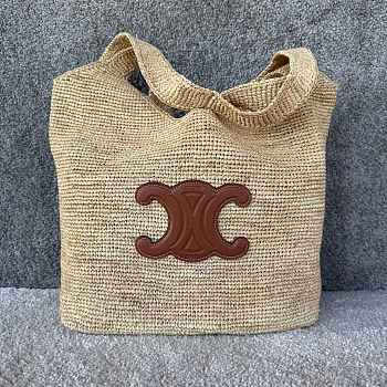 Okify Celine Classic Panier Cabas Raffia Bag 32.5x28x20cm