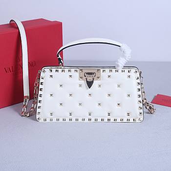 Okify Valentino Rockstud Large Bag White Calfskin Full Nail 28x14x8cm 22053L