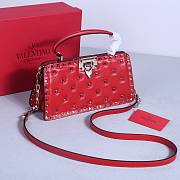 Okify Valentino Rockstud Large Bag Red Calfskin Full Nail 28x14x8cm 22053L - 6