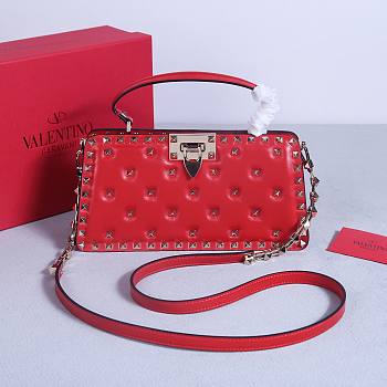 Okify Valentino Rockstud Large Bag Red Calfskin Full Nail 28x14x8cm 22053L