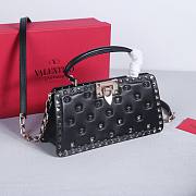 Okify Valentino Rockstud Large Bag Black Calfskin Full Nail 28x14x8cm 22053L - 2