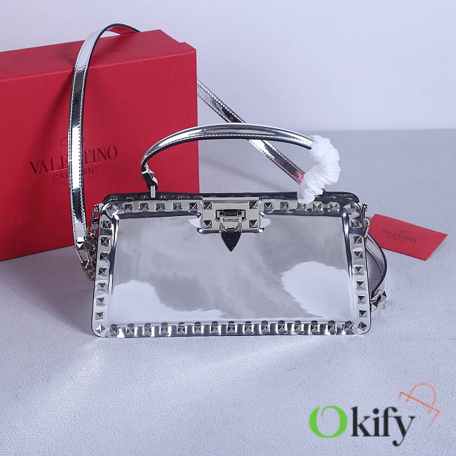 Okify Valentino Rockstud Large Bag Silver Calfskin 28x14x8cm 22053L - 1