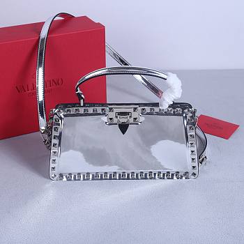 Okify Valentino Rockstud Large Bag Silver Calfskin 28x14x8cm 22053L