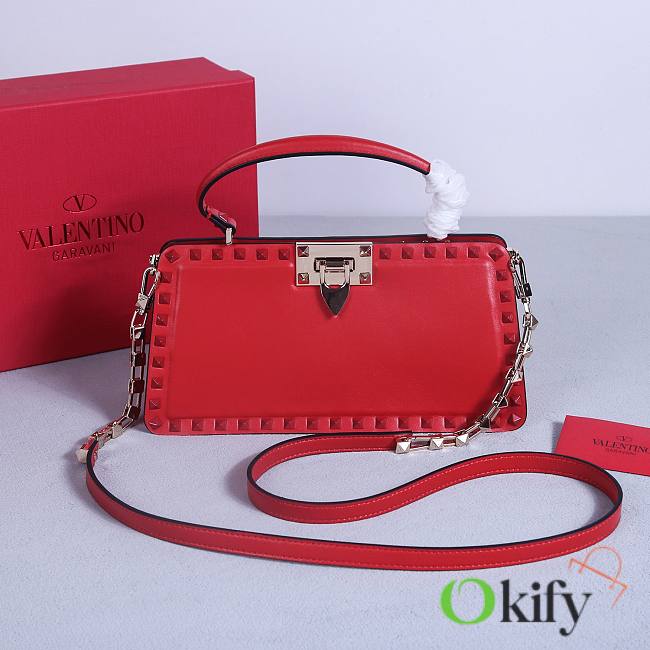 Okify Valentino Rockstud Large Bag Red Calfskin 28x14x8cm 22053L - 1