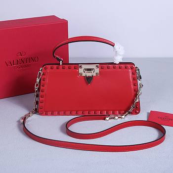 Okify Valentino Rockstud Large Bag Red Calfskin 28x14x8cm 22053L