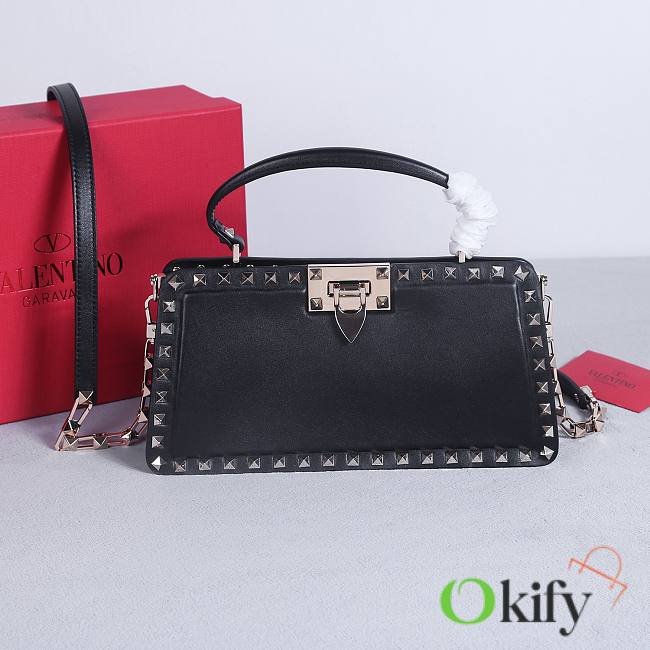 Okify Valentino Rockstud Large Bag Black Calfskin 28x14x8cm 22053L - 1