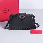 Okify Valentino Rockstud Small Bag Full Black Calfskin 21x12x6cm 22053S - 1