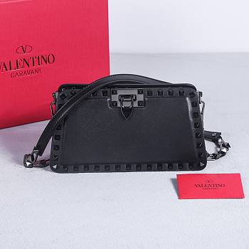 Okify Valentino Rockstud Small Bag Full Black Calfskin 21x12x6cm 22053S