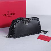 Okify Valentino Rockstud Small Bag Full Black Calfskin 21x12x6cm 22053S - 3