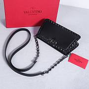 Okify Valentino Rockstud Small Bag Full Black Calfskin 21x12x6cm 22053S - 2