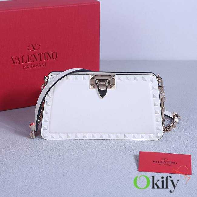 Okify Valentino Rockstud Small Bag White Calfskin 21x12x6cm 22053S - 1