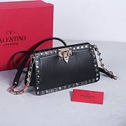 Okify Valentino Rockstud Small Bag Black Calfskin 21x12x6cm 22053S - 4
