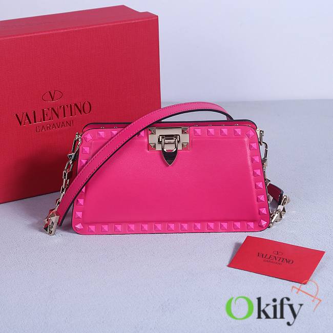 Okify Valentino Rockstud Small Bag Pink Calfskin 21x12x6cm 22053S - 1